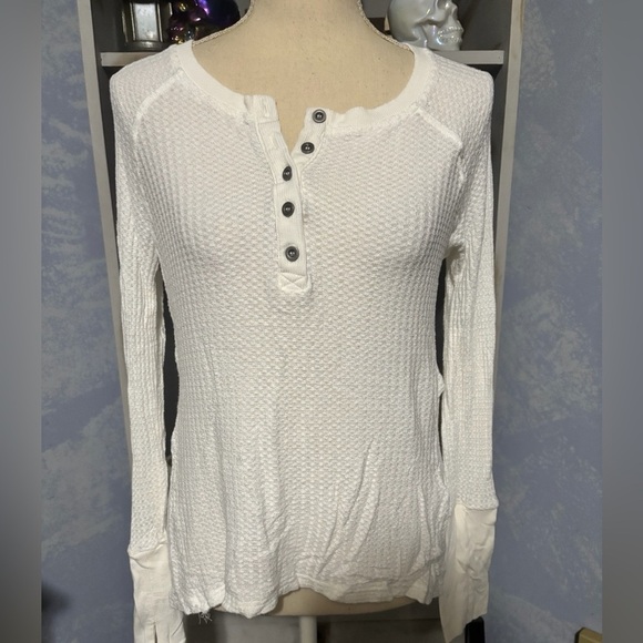 🛍Bundle sale🛍Jane and Delancey white henley Long Sleeve Top small - Picture 2 of 10